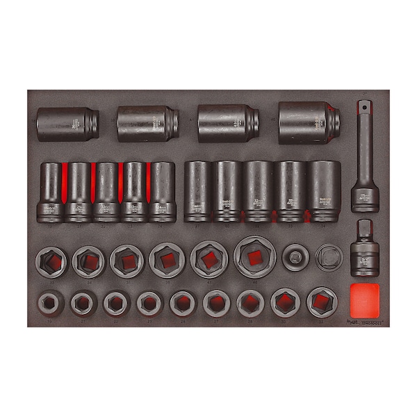 TTEISK33 - 33 Piece 3/4" Drive Impact Socket Set in EV